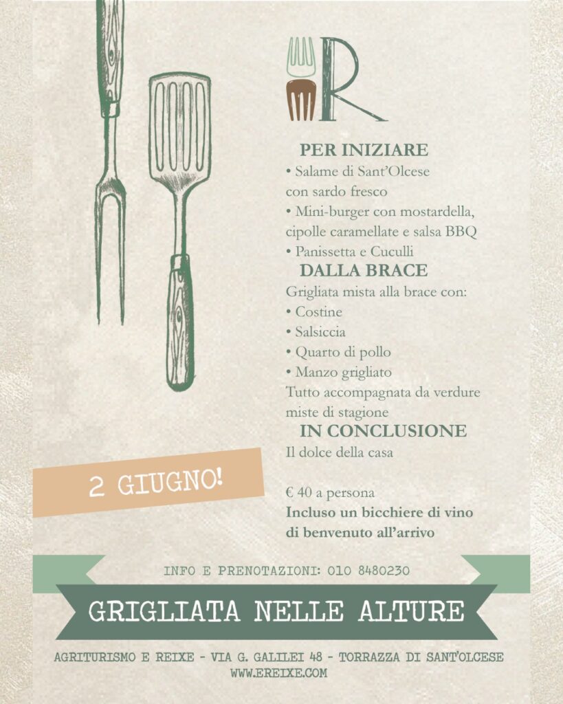 Grigliata 2 giugno 2026 - E Reixe Agriturismo - Sant'Olcese (Genova)